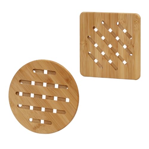 LUDHEP Sottopentola di Bambu, 2 Pezzi, Universali Lavabili, Antiscivolo Resistenti Al Calore Per Pentole Da Cucina, Cucina Pentole Padelle Calde Forno Bruciare Scottare