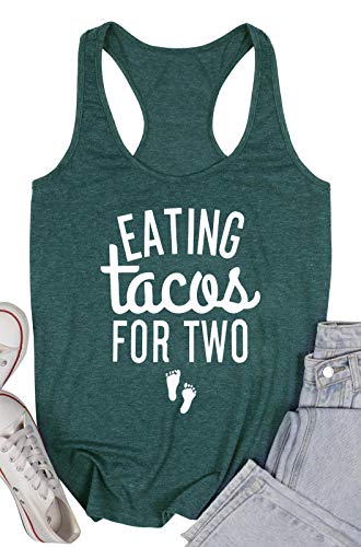 Myhalf Women's Maternity Tank Top Workout Eating Tacos For Two Graphic Tee Pregnancy Announcement Sleeveless Shirt #TOP12