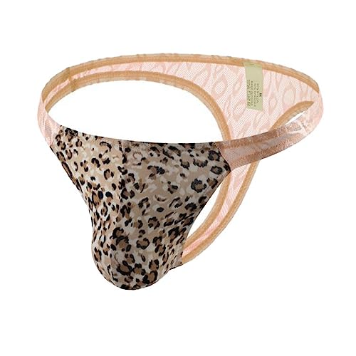 Men's Ice Silk Leopard Print Briefs U Convex Breathable Thong Underwear2