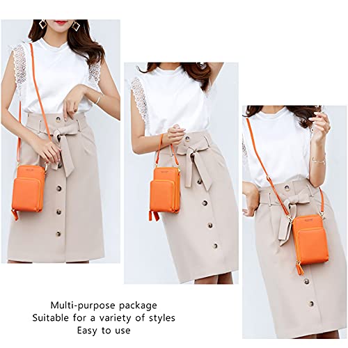 Image of myfriday Small Cell Phone Crossbody Bag, Multi-pocket & 6 Card Slots | 6 card slots, multi-pocket zipper layout and soft synthetic leather keep phone, lipstick, coins and keys ready outdoors