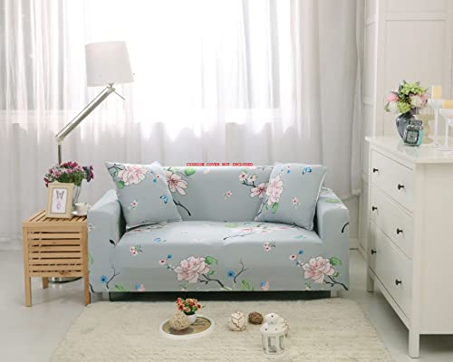 Image of House of Quirk Polyester & Spandex Universal Big Elasticity Flexible Stretch Floral Prints Sofa Slipcover (Double Seater- 145-185cm, Grey Pink )