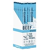 The New Primal Classic Beef Meat Stick, Whole30 Approved, Paleo, Keto, Pantry Staple, Certified Gluten Free, Low Carb, High Protein Snack, Sugar Free, Grass-fed Beef, 1 oz, Pack of 20