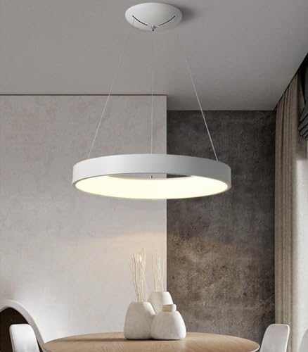 Plafonnier réglable en hauteur au design de lustre circulaire à intensité lumineuse variable