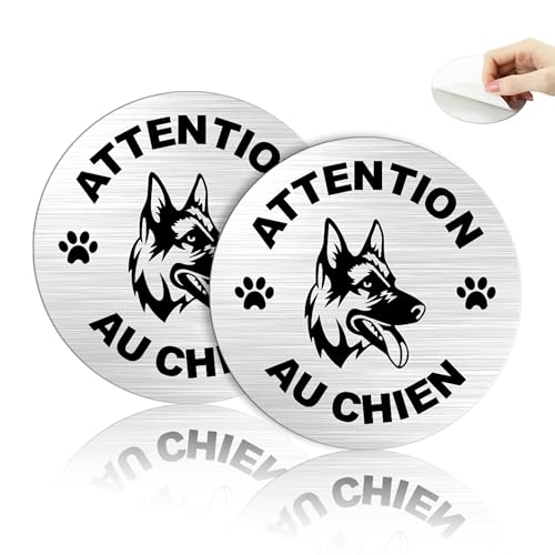 TAKULA 10CM Pancarte Attention au Chien, Plaque Attention aux Chiens, 2 Pièces Autocollant Chien...