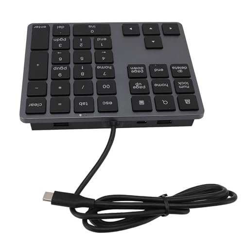 Teclado numérico USB C de 34 teclas con cable delgado y conectividad HUB 4