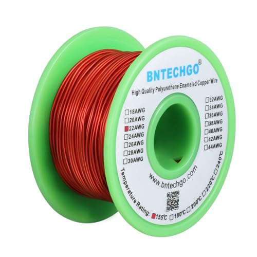 Image of BNTECHGO 22 AWG Magnet Wire 8 oz Red Enameled Copper Wire 0.0256 inch(0.65mm) | 22 Gauge Enameled Copper Coil Wire Widely Used For Transformers, Inductors, Speakers, Electromagnets, Educational Experiments