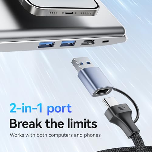 Image of 4-in-1 USB 3.0 Hub with Gigabit Ethernet Adapter, Space Gray Aluminum, 3 USB Ports, RJ45 LAN Port, Compatible with Windows, Mac OS, 1000Mbps Network Speed