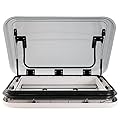 RV Caravan Roof Vent Hatch, Motorhome LED Skylight Camper Roof Window Vent Kit with LED Light, RV Roof Top Vent Kit with Insect Nets and Parasols, Hole Size (700x500mm)