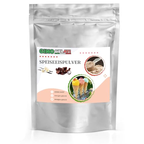 Gino Gelati Vanille Eis Speiseeis Pulver, Vanilleeis selber machen, verschiedene Sorten, schnelle und einfache Zubereitung, für Haushaltseismaschinen (1 Kg, Vanille Stracciatella)