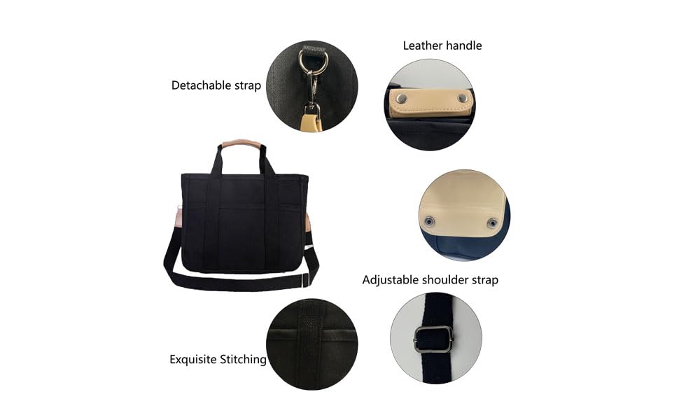Women Multi-pocket Canvas Tote Bag Large Capacity Shoulder Crossbody Handbag With Compartments3