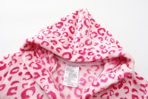 Image of Girls Fleece Hooded Robes, Warm Printed Bath Robe for Kids Soft Fuzzy Bathrobe for Gifts