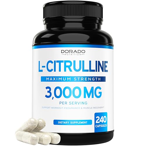 L Citrulline 3000mg Supplement (240 Capsules) Support L Arginine & Nitric Oxide Pills - L-Citrulline...