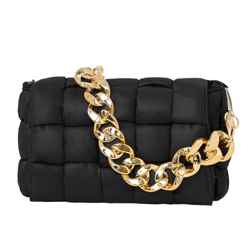 Puffer Woven Crossbody Bag Purse Handbags for Women, Quilted Hobo Carryall Bag Shoulder Bags with Adjustable Strap