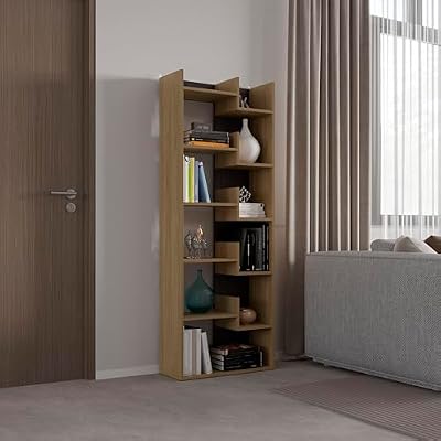 agnixnaf Bookcase, 11 Shelves, Natural Bookshelves Storage, Modern, for HomeOffice