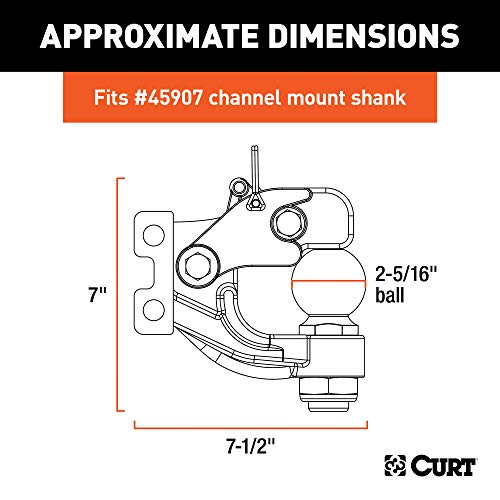 Curt 45920 Channel Mount Pintle Attachment With 2-5/16-Inch Ball, 13,000 Lbs, Shank Required , Black #TOP1