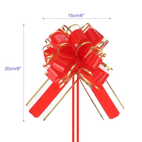 MACHSWON 10pcs 6 Inch Red Pull Bows with Gold Edge Ribbon Large Gift Bows for Valentine's Day Xmas Holiday Decoration Baskets Gift Wrapping - Image 2