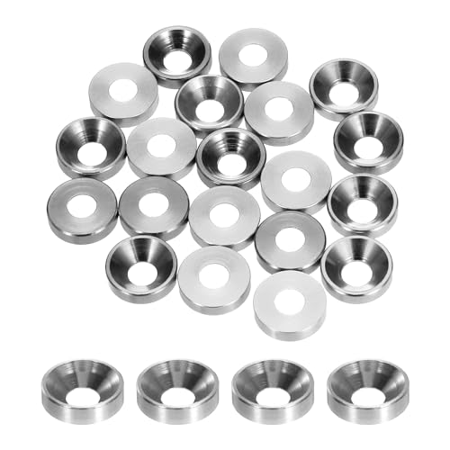 QUARKZMAN - QUARKZMAN Rondelles Coniques M4 avec Tête en Forme de Coupe, Diamètre du Trou 4,1 mm/0,16 Pouce, Rondelles en Aluminium pour Vis Rc/Fpv/Pc/Drone/Accessoires Mécaniques,S, Lot de 20 (Argent)