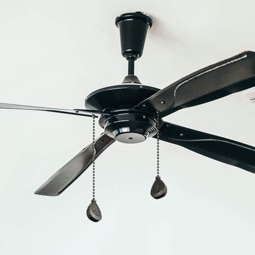 Image of Ceiling Fan Decorative Ornaments 12in Walnut Black Color Pendant Pull Chain Fan Extension 2 Pcs (Copper Chain)