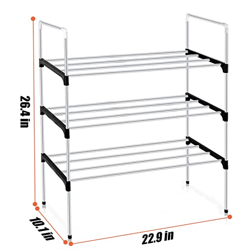 3 Tier Shoe Rack, Shoe Organizer, Sturdy Metal Narrow Shoe Rack, Easy Assembly Stackable Shoe Rack Space-Saving Shoe Storage Shelf Closet For Entryway,Closet, Garage, Bedroom, Cloakroom #TOP4