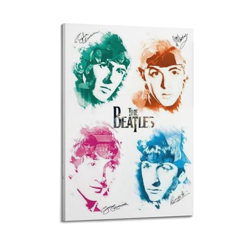 SHUPSY Poster décoratif sur toile The Beatles – Impression d’art moderne pour chambre à coucher – 50 x 75 cm - Les Beatles, Paul McCartney, John Lennon, RIngo Starr, George Harrison SHUPSY Poster décoratif sur toile The Beatles - Impression d'art moderne pour chambre à coucher - 50 x 75 cm