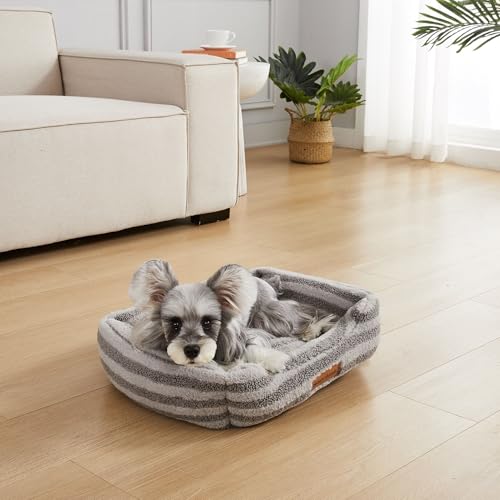 Image of Modern Threads Ultra Soft Plush Pet Bed for Small and Medium Dogs with Elegant Texture and Stylish Design, Removable Washable Cover, Charcoal, (24 inch L x 20 inch W x 8 inch Th)