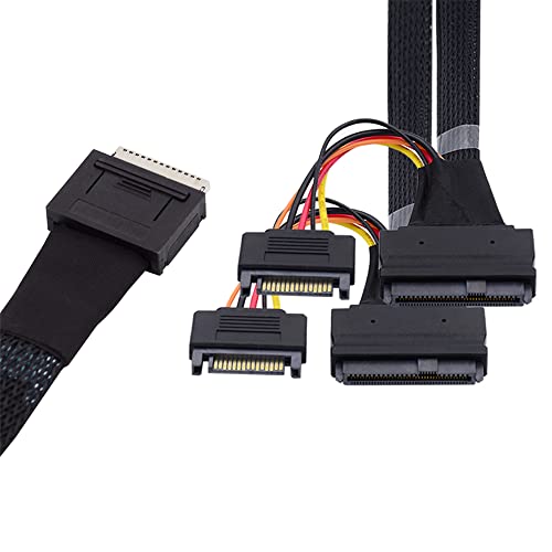 cablecc 50cm OCuLink PCIe PCI-Express SFF-8611 8X 8-Lane to Dual SFF-8639 U.2 4X SSD Data Active Cable