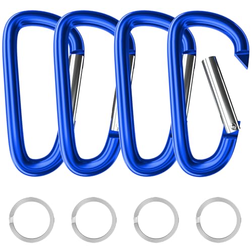 Image of sprookber 4 inch & 5 inch Extra Large Aluminum Carabiner D Ring, Caribeener Clips, Spring Snap Hook for Keychain Clip, Set of 4