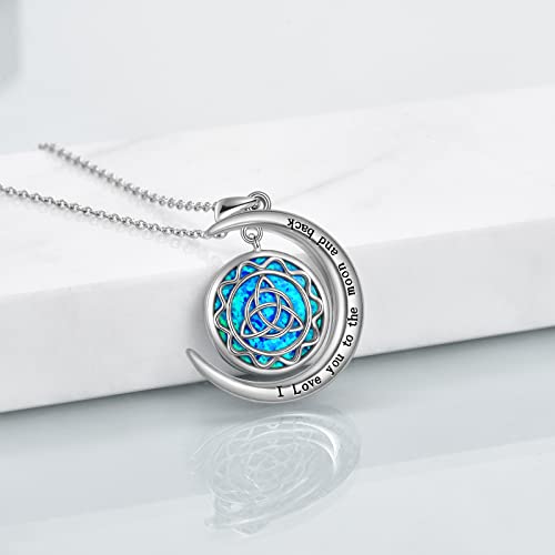 YFN Sun and Moon Necklaces for Women Sterling Silver I Love You to the Moon and Back Opal Celtic Necklace for Women 18" - Image 4