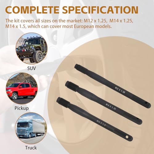 lalago 2-TLG Edelstahl Radmontagehilfe-Satz, M14x1,25, Kfz Auto Rad Montagehilfe Fixierbolzen, Radwechsel Helfer Werkzeug, Radmontagewerkzeug, Radausrichtungswerkzeug, Radwechsel Felgen Zentrierhilfe