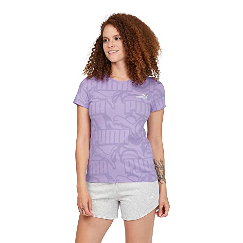 T-shirt femme PUMA violet abstract XS col rond vêtements sport légers