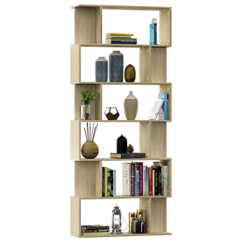 Divisor de habitaciones y librería roble Sonoma para separar ambientes en casa 5
