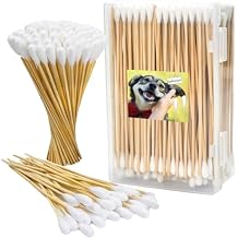Large Cotton Swabs in Storage Box, 6 Inch Dog Ear Swabs with Bamboo Handle for Dogs - Soft Cotton Tips, Gentle and Lint-Free, Specially Designed for Dog,Large Area Cleaning Solution 200