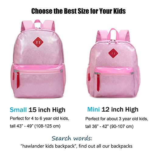 Hawlander Preschool Backpack For Toddler Girls, Kids School Bag, Ages 3 To 7 Years Old, Small, Glitter Pink #TOP5