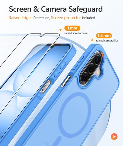 Image of FNTCASE for Galaxy A17 /A16 5G Phone Case: for Samsung A17 Cases [Compatible with Magsafe] [Screen Protector] Matte Translucent Military Grade Protection for Samsung A 17 & A 16 4G Cover - Ice Blue