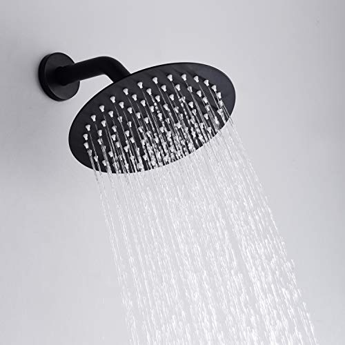 Image of Matte Black Rain Shower Systems with Waterfall Tub Spout, Shower Faucets Sets Complete with 8 Inches Rain Shower Head and Handheld
