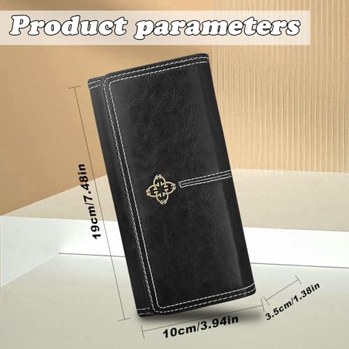 Wallets for Women, Long Leather Credit Card Holder Large Capacity Womens Wallet with Flower Snap Multi Card Slots2
