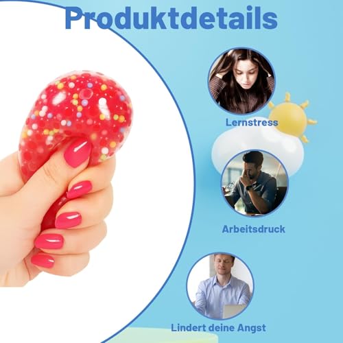 12 Stück Anti Stress Bälle und 1 Stück Aufbewahrungstasche Set, Quetschball für Kinder und Erwachsene, Mitgebsel Kindergeburtstag Squishy Stressball, Anti Stress Bälle Kindergeburtstag Gastgeschenke