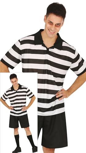FIESTAS GUIRCA Disfraz de Hermano Molesto para Hombre - Disfraz Gótico de Familia para Niño que Incluye Camiseta y Pantalones Cortos en Blanco y Negro - Disfraces de Halloween para Hombre Talla M