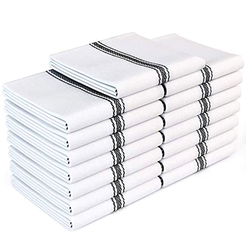 Zeppoli Classic Kitchen Towels 15-Pack - 100% Natural Cotton Kitchen Dish Towels-Reusable Cleaning Cloths - Black Dish Towels for Kitchen - Super Absorbent - Machine Washable Hand Towels - 14â€ x 25â€