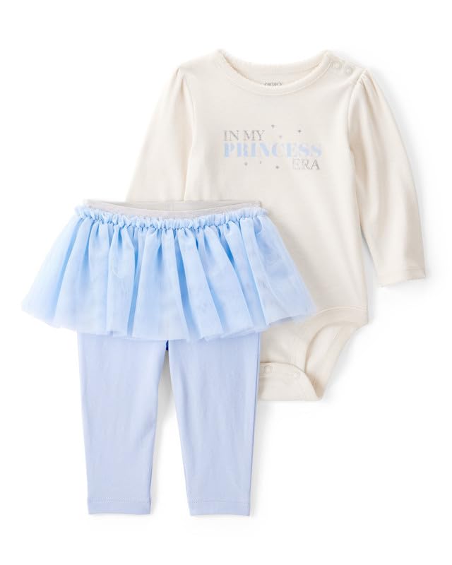 Carter’s Baby Girl Princess Era Bodysuit & Tutu Pant Set (Pack of 1) | Soft Cotton Outfit Set | Cute & Comfortable Everyday Wear