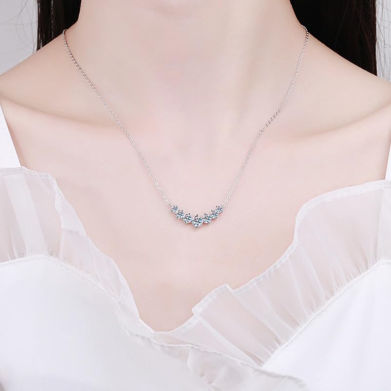 Image of Shining Diva Fashion Valentine Gift For Girlfriend Stylish Silver Plated Crystal Chain Pendant Necklace for Women and Girls
