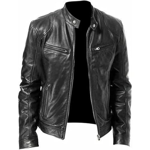 Chaqueta bomber negra de cuero sintético para hombre miniatura 1