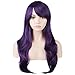 DAOTS 28" Wig Long Heat Resistant Big Wavy Hair Women Cosplay Wig (Purple)