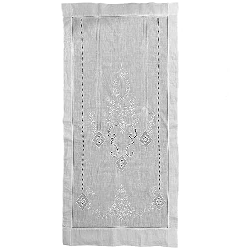 LAGARTERANA Cortinas de Hilo en Color Blanco Bordadas con Tradicionales vainicas y Flores, terminadas en Recto. (60 x 130 CM.)
