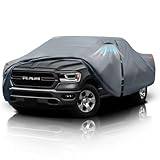 Dodge Ram 1500 Truck Cover Custom Fit 2009-2025 Crew Cab Short Bed(5.75') with Door Zipper, 10 Layer Outdoor Heavy Pickup Truck Cover Waterproof All Weather, Car Tarp for Wind Dust Sun etc Protection.