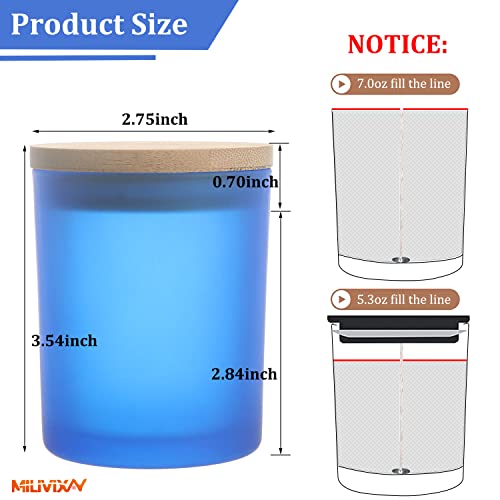 Milivixay 12 Pack 7 Oz Frosted Blue Glass Candle Jars With Lids And Candle Making Kits - Bulk Empty Candle Jars For Making Candles - Spice, Powder Containers. #TOP2