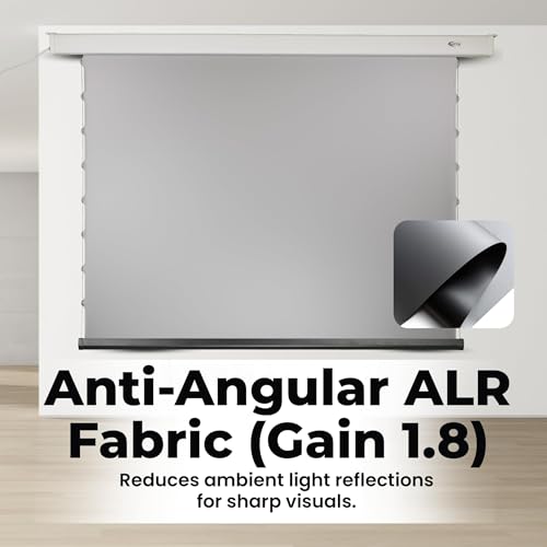 Image of Otek M65 65 Inch Motorized Projector Screen 16:9 ALR Fabric Gain 1.8 Wall Mount Electric Screen with Wireless Remote Ambient Light Rejecting Front Projection Compatible