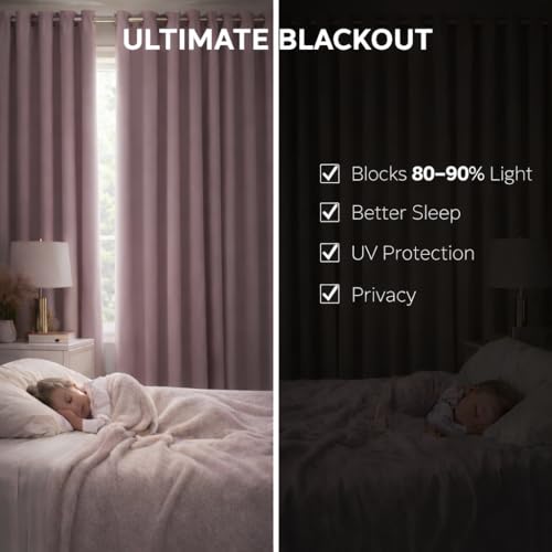 Image of Blackout Curtains for Bedroom Pack of 2 - Purple 9 Feet Long, 4.1 Ft Wide, Thermal Insulated Room Darkening Curtains, Light Blocking, Noise Reducing & Energy Saving Drapes (9 x 4.1 Ft)