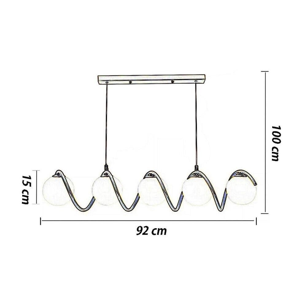 Lampadario a sospensione da soffitto twist 5 x sfera in vetro bianco g9 bronzo