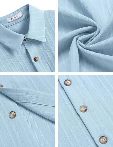 Image of Arshiner Boys Light Blue Shirt Casual Button Down Shirt Summer Beach Tops